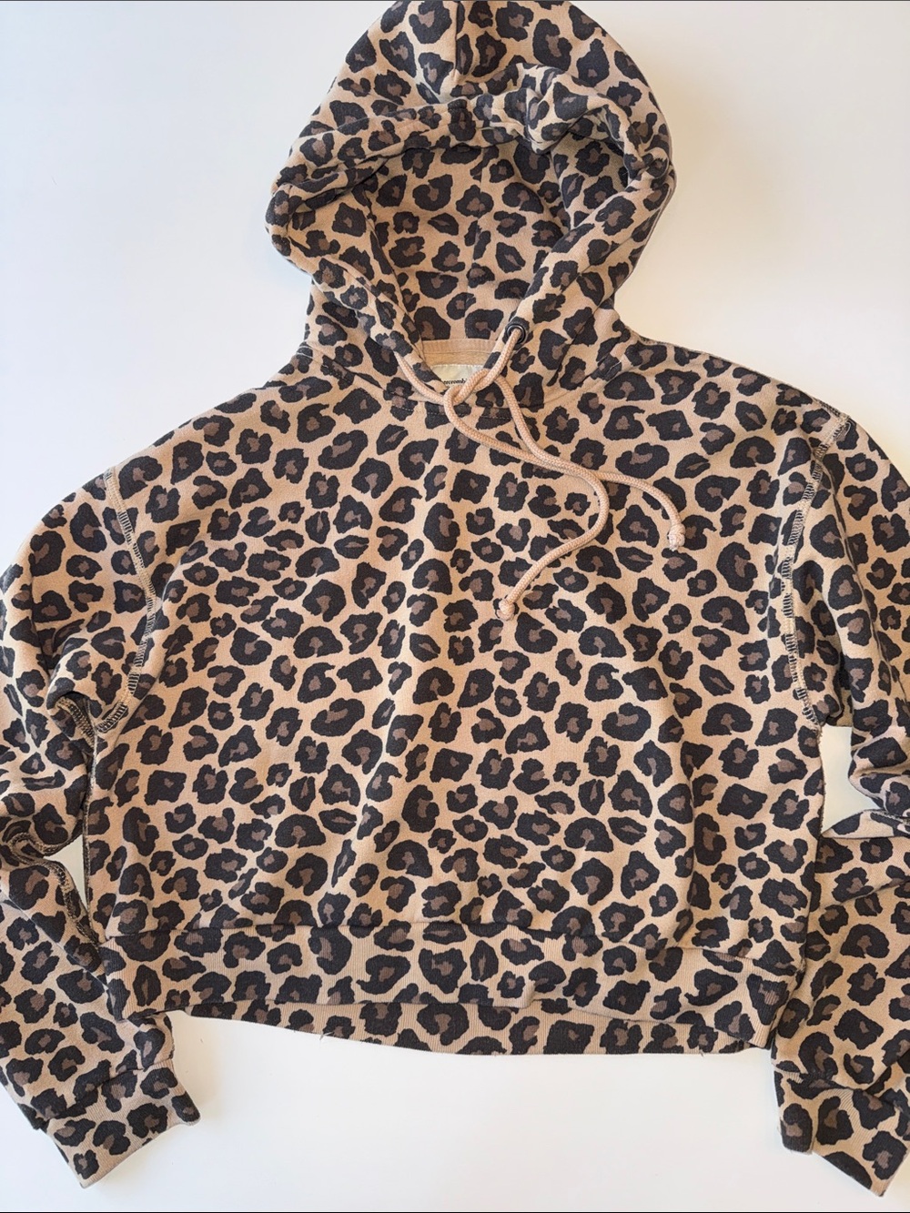 Abercrombie & Fitch Girls' Leopard Print Hoodie — Tan & Black
